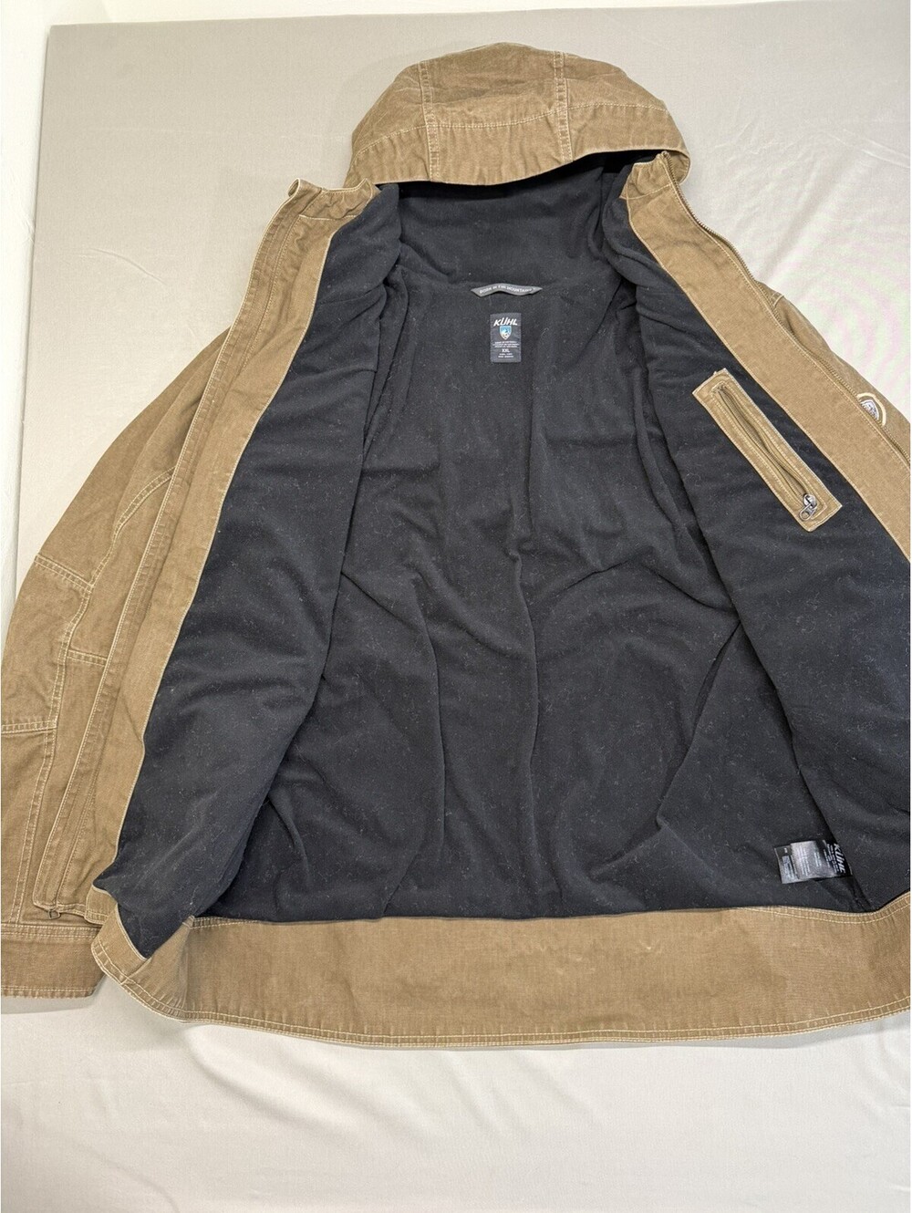 Kuhl The Law Fleece Lined Hoody Jacket Mens XL Brown Vintage Patina Dye Canvas - Picture 9 of 15